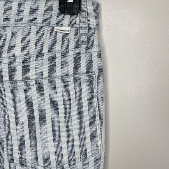 BILLABONG Womens Striped Denim Mini Skirt EUC Sz 25 Button-Fly Cotton Pockets - Picture 4 of 8